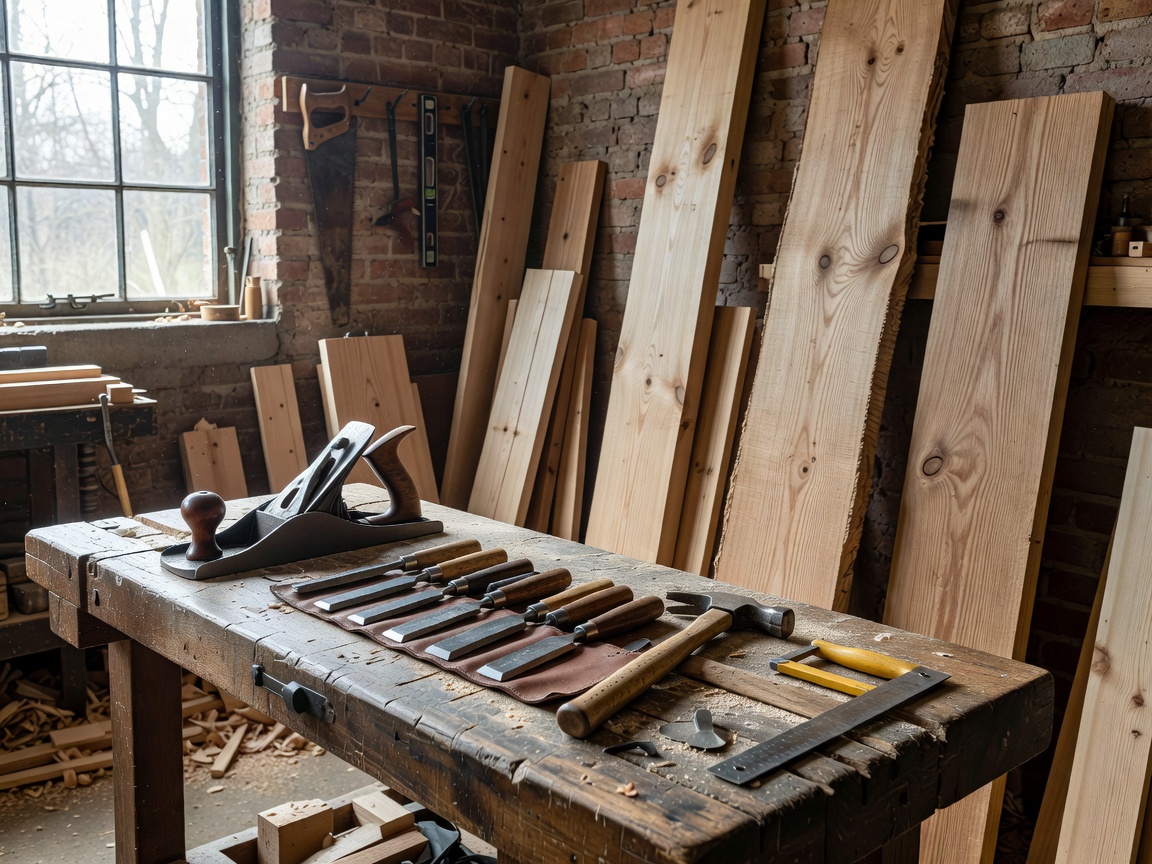 Modern CNC workshop floor for scenic set design with timber sheets