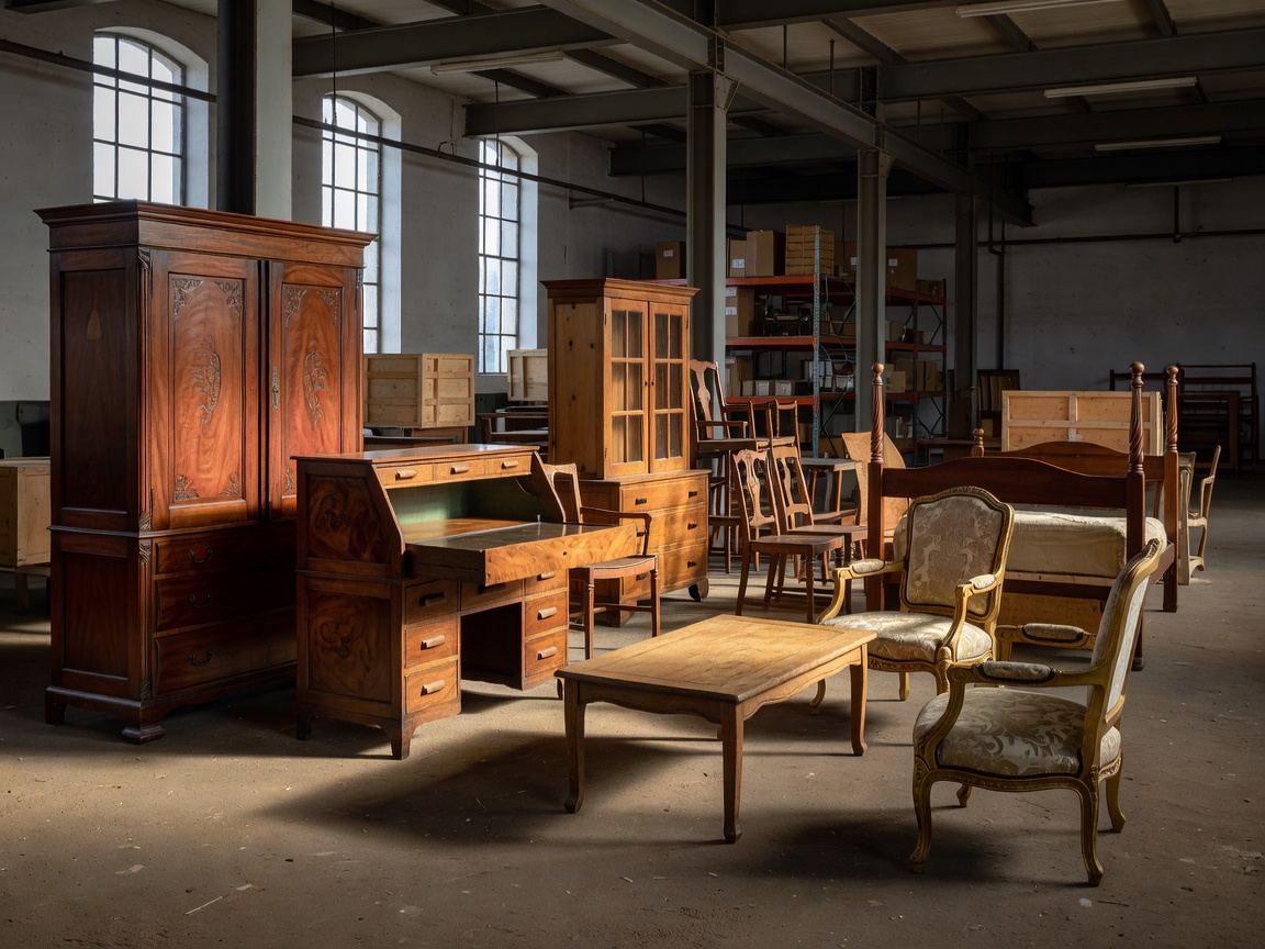 Prop House interior with organized historic furniture collection at La Brea