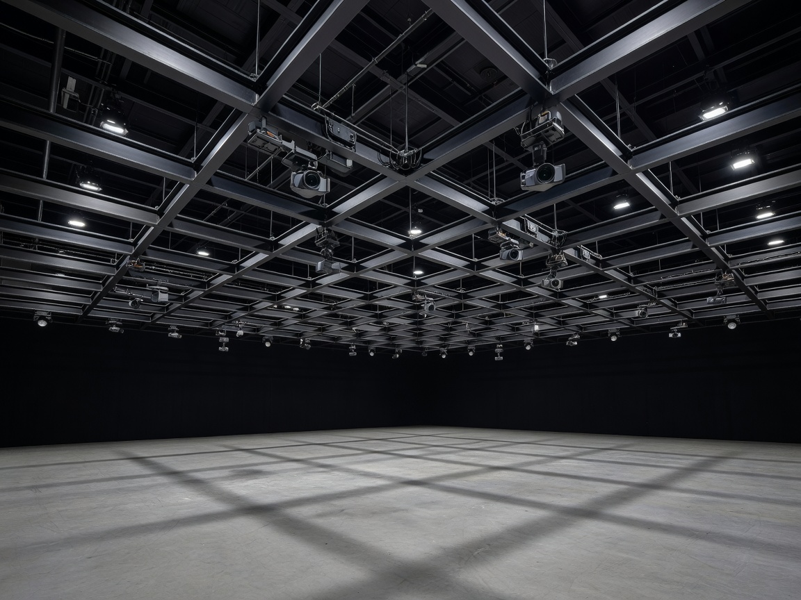Pinewood Stage 9 overhead motorized truss grid system with spatial cameras