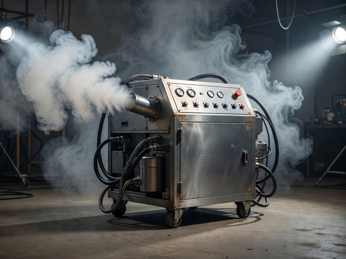 Studio-grade industrial atmospheric fog machine and smoke generator